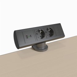 Axessline Desk - 2 El 1 USB-A & 1 USB-C Laddare 1 USB-C Port, Svart